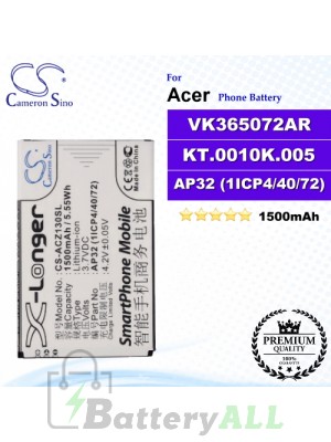 CS-ACZ130SL For Acer Phone Battery Model VK365072AR / AP32 (1ICP4/40/72) / KT.0010K.005