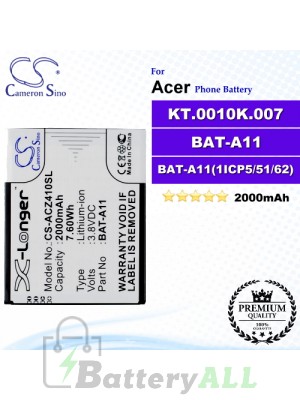 CS-ACZ410SL For Acer Phone Battery Model BAT-A11 / BAT-A11(1ICP5/51/62) / KT.0010K.007