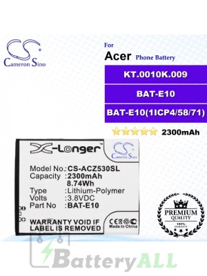 CS-ACZ530SL For Acer Phone Battery Model BAT-E10 / KT.0010K.009 / BAT-E10(1ICP4/58/71)