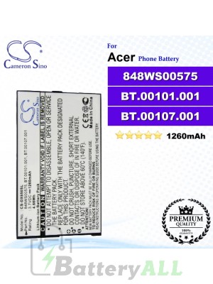 CS-DX650SL For Acer Phone Battery Model 848WS00575 / BT.00101.001 / BT.00107.001