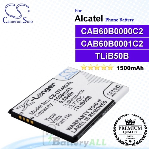 CS-OT403XL For Alcatel Phone Battery Model CAB60B0000C2 / CAB60B0001C2 / TLiB50B