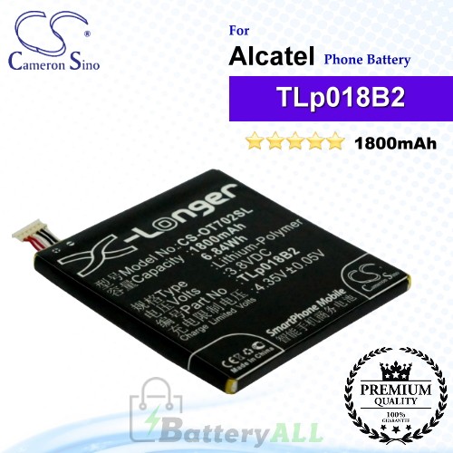CS-OT702SL For Alcatel Phone Battery Model CAC1800008C2 / TLp018B1 / TLp018B2 / TLp018B4