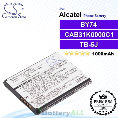 CS-OT906SL For Alcatel Phone Battery Model CAB31K0000C1 / TB-5J / BY74