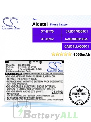 CS-OT980SL For Alcatel Phone Battery Model CAB3170000C1 / CAB31LL0000C1 / OT-BY70