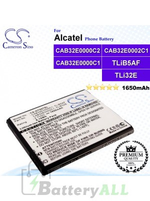 CS-OT997SL For Alcatel Phone Battery Model CAB32E0000C1 / CAB32E0002C1 / TLiB32E / TLiB5AF / CAB32E0000C2