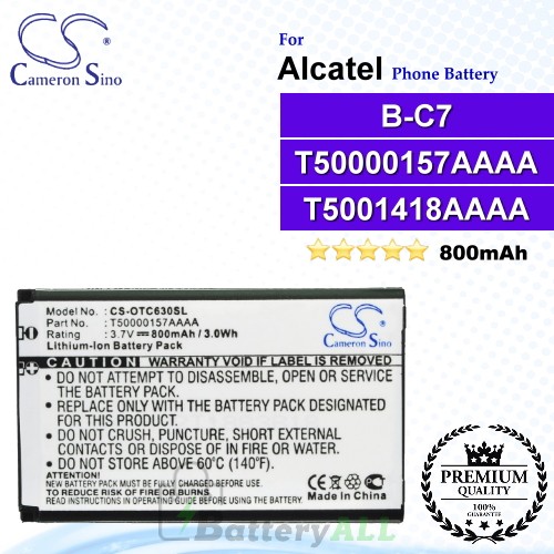 CS-OTC630SL For Alcatel Phone Battery Model B-C7 / T50000157AAAA / T5001418AAAA