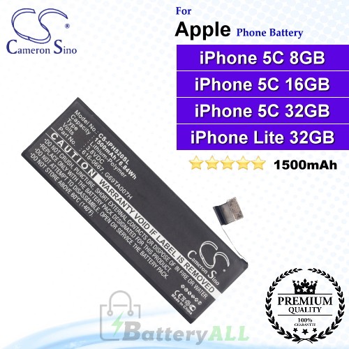 CS-IPH520SL For Apple Phone Battery Model 616-0667 / G69TA007H / PP11AT11S-1 For iPhone 5C / iPhone Light 32GB