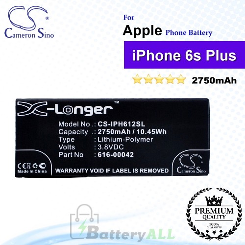 CS-IPH612SL For Apple Phone Battery Model 616-00042 For iPhone 6s Plus