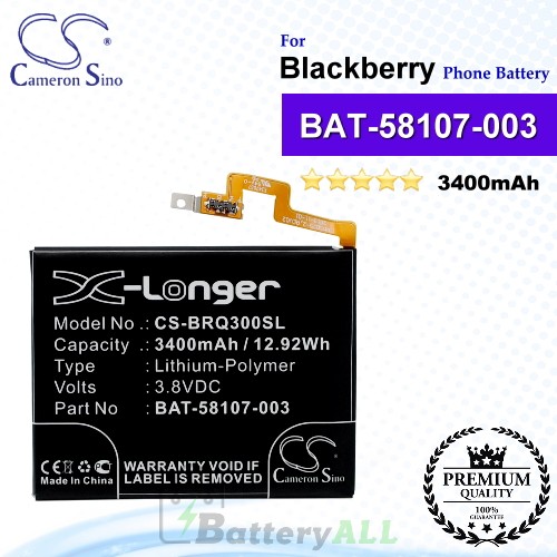 CS-BRQ300SL For Blackberry Phone Battery Model BAT-58107-003