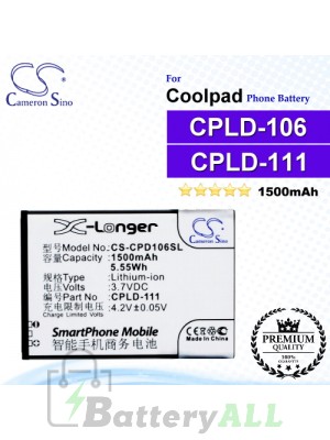 CS-CPD106SL For Coolpad Phone Battery Model CPLD-111 / CPLD-106