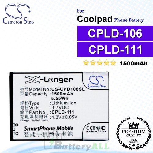 CS-CPD106SL For Coolpad Phone Battery Model CPLD-111 / CPLD-106
