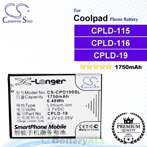 CS-CPD190SL For Coolpad Phone Battery Model CPLD-19 / CPLD-115 / CPLD-116