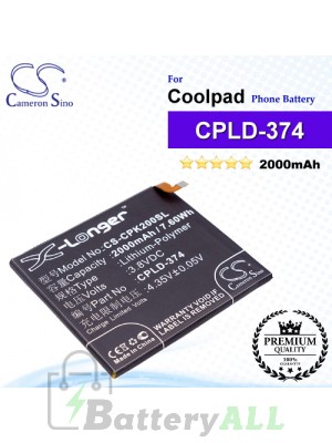 CS-CPK200SL For Coolpad Phone Battery Model CPLD-374