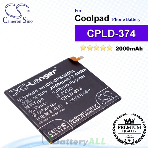 CS-CPK200SL For Coolpad Phone Battery Model CPLD-374