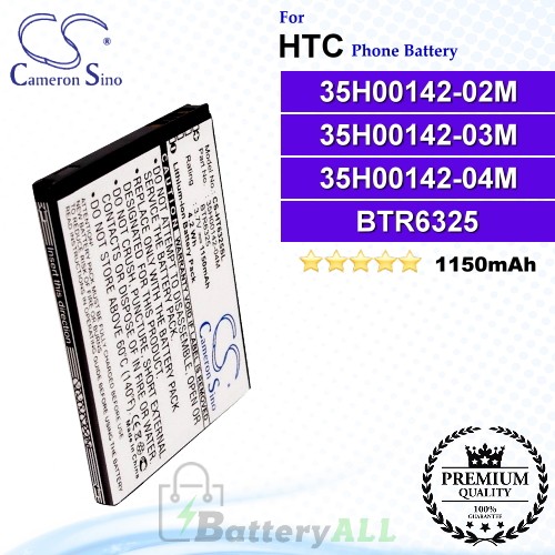 CS-HT6325SL For HTC Phone Battery Model 35H00142-02M / 35H00142-03M / 35H00142-04M / 35H00142-08M / 35H00142-10M / 35H00142-12M / 35H00142-13M / 35H00142-14M / 35H00149-01M / BD42100 / BTR6325 / BTR6325B