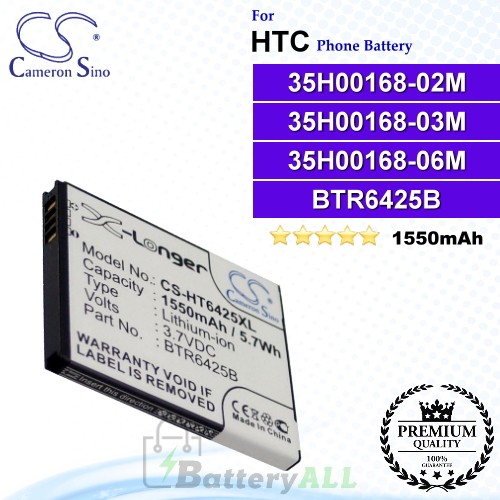 CS-HT6425XL For HTC Phone Battery Model 35H00168-02M / 35H00168-03M / 35H00168-06M / BH98100 / BTR6425 / BTR6425B