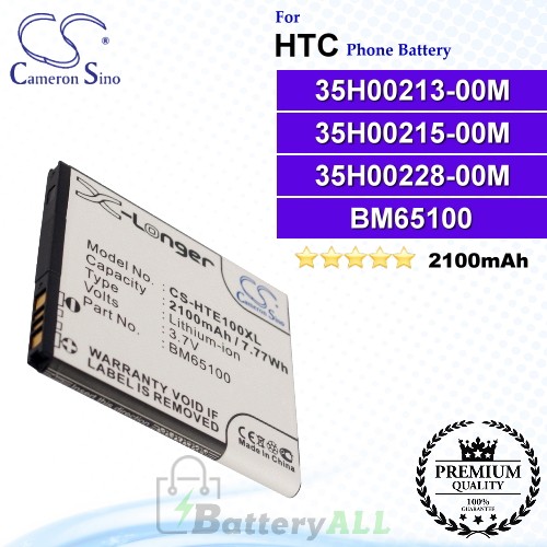 CS-HTE100XL For HTC Phone Battery Model 35H00213-00M / 35H00215-00M / 35H00228-00M / 35H00228-01M / 99H11740-00 / BA S930 / BA S970 / BM65100