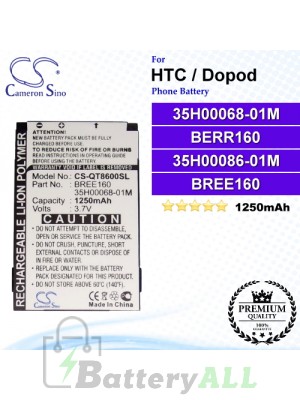 CS-QT8600SL For HTC / Dopod Phone Battery Model 35H00068-01M / BERR160