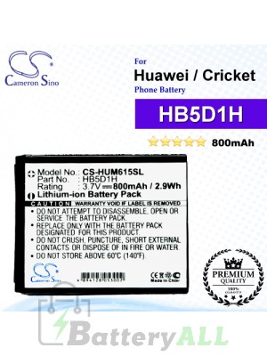 CS-HUM615SL For Huawei Phone Battery Model HB5D1H