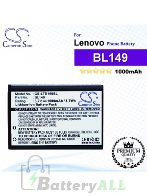 CS-LTD160SL For Lenovo Phone Battery Model BL149