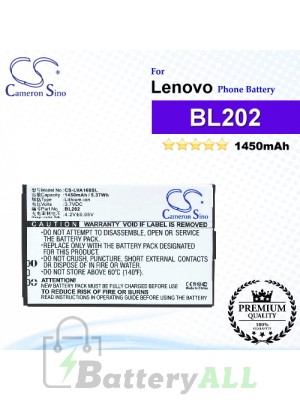 CS-LVA168SL For Lenovo Phone Battery Model BL202