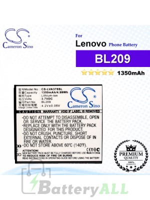 CS-LVA378SL For Lenovo Phone Battery Model BL209