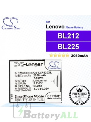 CS-LVA620XL For Lenovo Phone Battery Model BL212 / BL225