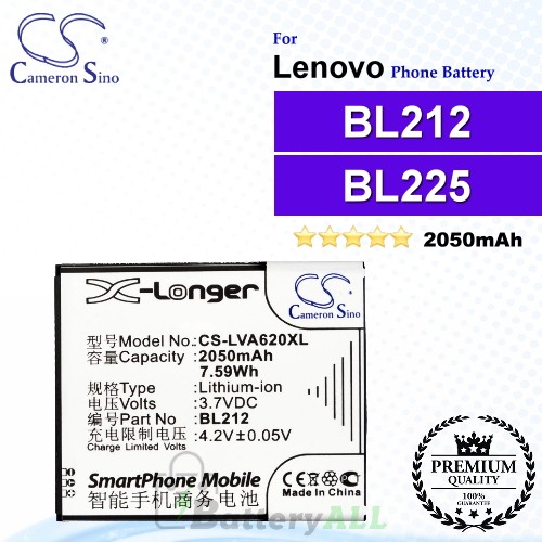 CS-LVA620XL For Lenovo Phone Battery Model BL212 / BL225