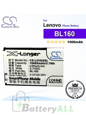 CS-LVI520SL For Lenovo Phone Battery Model BL160