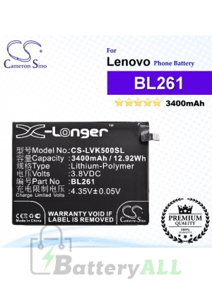 CS-LVK500SL For Lenovo Phone Battery Model BL261