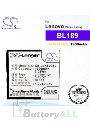 CS-LVK800SL For Lenovo Phone Battery Model BL189