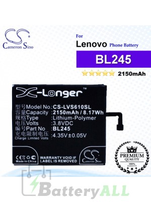 CS-LVS610SL For Lenovo Phone Battery Model BL245