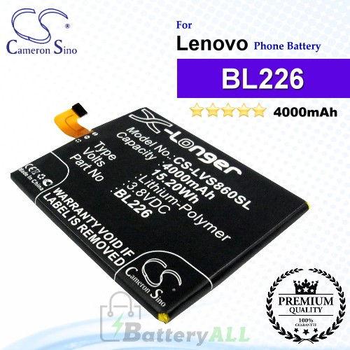 CS-LVS860SL For Lenovo Phone Battery Model BL226