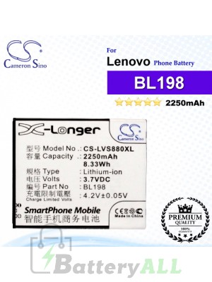 CS-LVS880XL For Lenovo Phone Battery Model BL198