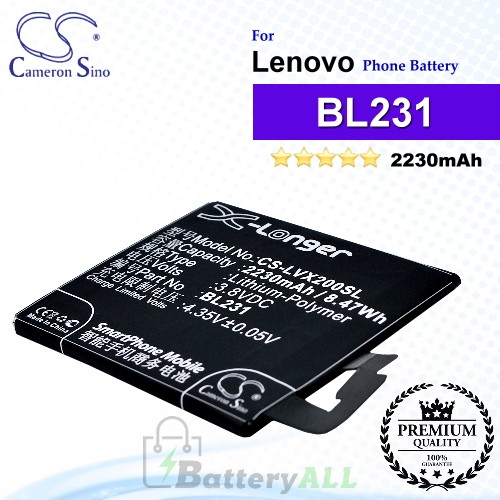CS-LVX200SL For Lenovo Phone Battery Model BL231