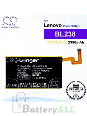 CS-LVX210SL For Lenovo Phone Battery Model BL238