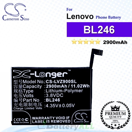 CS-LVZ900SL For Lenovo Phone Battery Model BL246