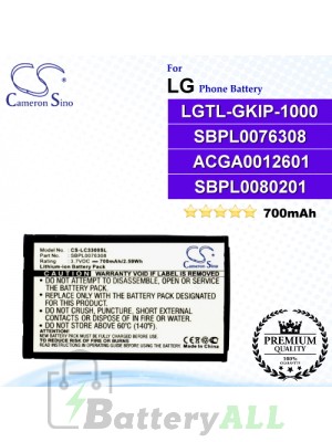 CS-LC3300SL For LG Phone Battery Model LGTL-GKIP-1000 / SBPL0076308 / ACGA0012601 / SBPL0080201