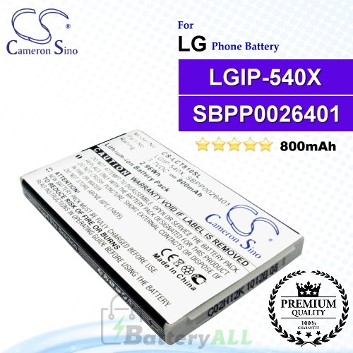 CS-LCT810SL For LG Phone Battery Model LGIP-540X / SBPP0026401