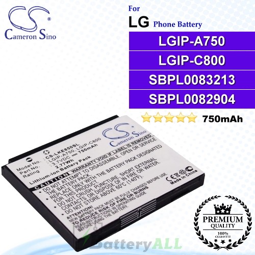 CS-LKE850SL For LG Phone Battery Model LGIP-A750 / LGIP-C800