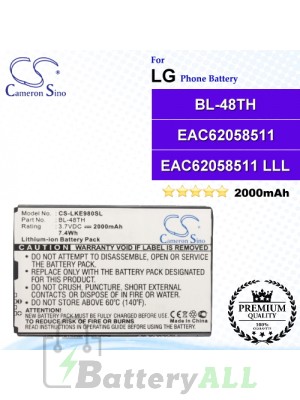 CS-LKE980SL For LG Phone Battery Model BL-48TH / EAC62058511 / EAC62058511 LLL