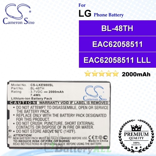 CS-LKE980SL For LG Phone Battery Model BL-48TH / EAC62058511 / EAC62058511 LLL