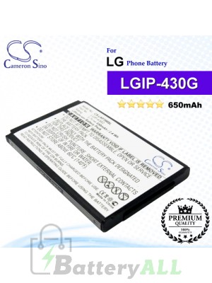 CS-LKF390SL For LG Phone Battery Model LGIP-430G