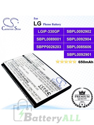 CS-LKM380SL For LG Phone Battery Model LGIP-330GP / SBPL0092902 / SBPL0089001 / SBPL0092904 / SBPP0026203 / SBPL0085606 / SBPL0092901