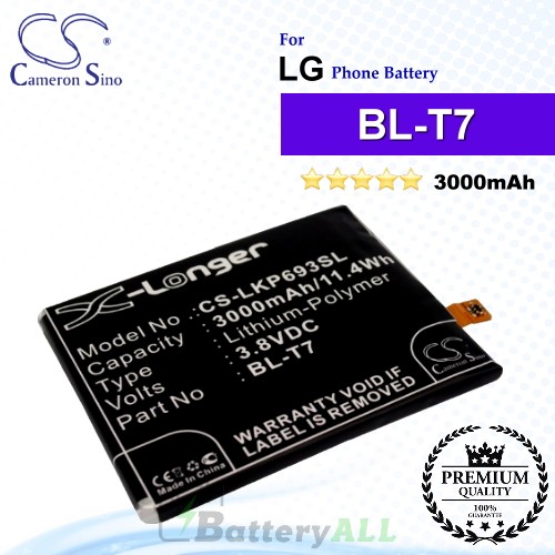 CS-LKP693SLFor LG Phone Battery Model BL-T7