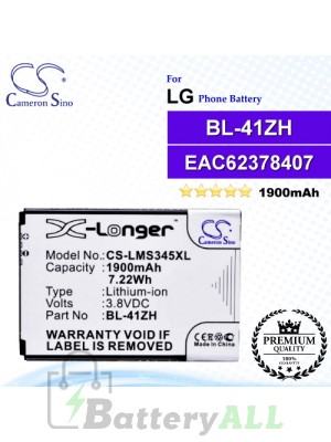 CS-LMS345XL For LG Phone Battery Model BL-41ZH / BL-41ZHB / EAC62378407