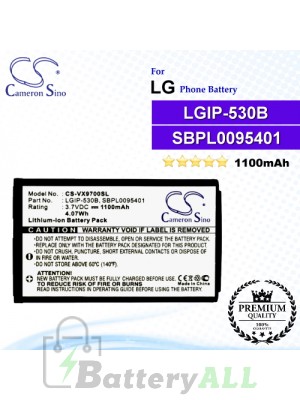 CS-VX9700SL For LG Phone Battery Model LGIP-530B / LGIP-930B / SBPL0095401 / SBPL0095601