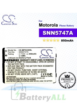 CS-MPX220SL For Motorola Phone Battery Model SNN5747A