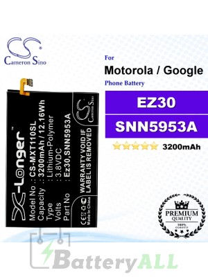 CS-MXT110SL For Motorola / Google Phone Battery Model EZ30 / SNN5953A