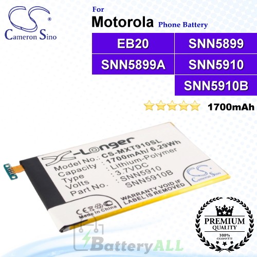 CS-MXT910SL For Motorola Phone Battery Model EB20 / SNN5899 / SNN5899A / SNN5899B
